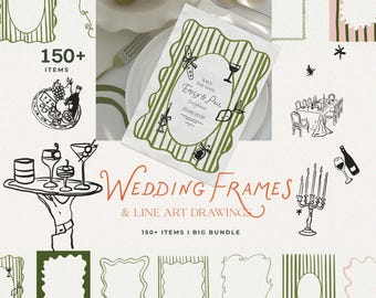 Hand Drawn Whimsy Frames - Summer Wedding Frames - Dolce Vita Icons - Hand Drawn Summer Icons - Coastal Wedding - Hand Drawn Frames PNG