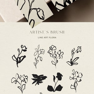 Abstract Botanical Illustration, Abstract Floral Clip Art, Fine Art Flower Drawing, Line Art Flower Clip Art, Hand Drawn Botanical Clip Art image 3