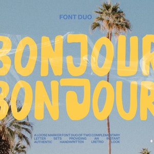 Handlettered lettertype duo, handgemaakt lettertype, handgemaakte penseel lettertype, vette handlettering, marker lettertype, moderne handschrift lettertype, retro typografie