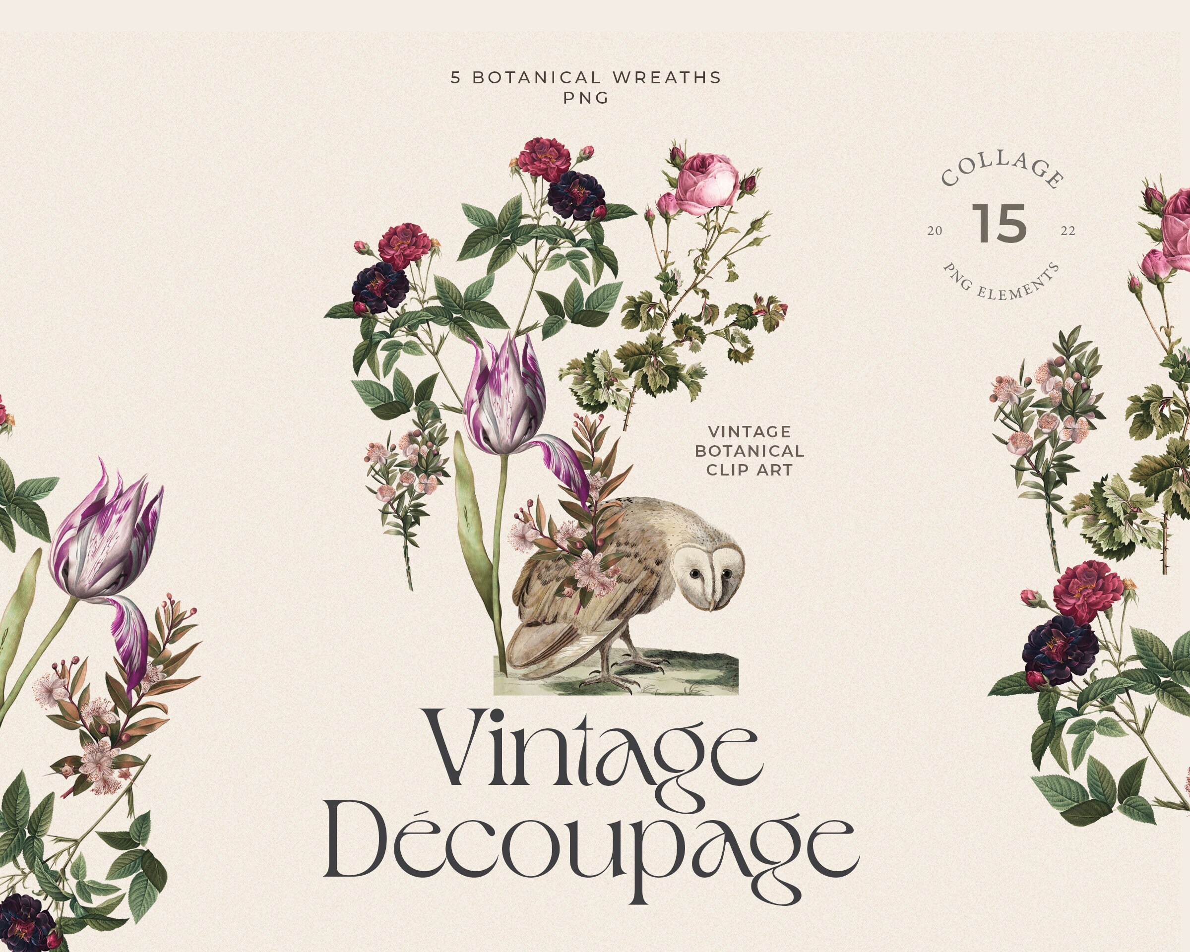 Vintage Collage Art Floral Collage Clip Art Original Etsy