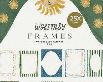Grillige aquarel frames - grillige frames PNG - handgetekende aquarel frames - hemelse aquarel clipart - bruiloft frame PNG