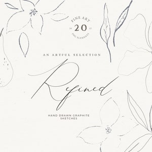 Fine Art Flower Clip Art, Luźny szkic rysunku kwiatu, Abstrakcyjny rysunek linii kwiatowej, Prosta ilustracja kwiatu, Szkic ołówkiem Fine Art