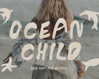 Hand Lettered Font, Handmade Boho Font, Modern Handwriting Font, Beach Font, Eclectic Font, Modern Handmade Typography, Bold Font