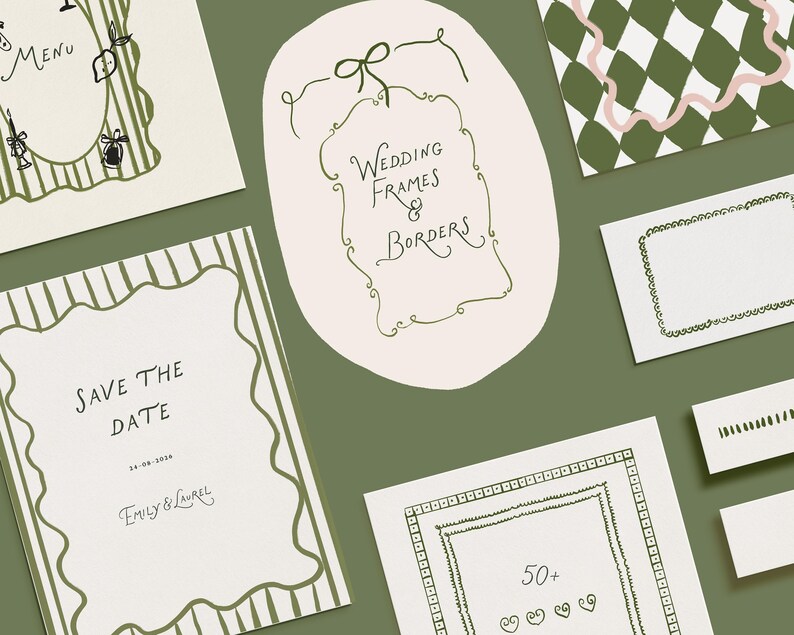 Hand Drawn Whimsy Frames - Summer Wedding Frames - Dolce Vita Icons ...