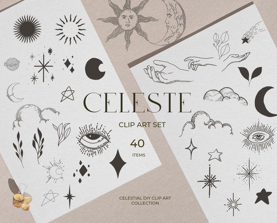 Celestial Spiritual Line Art Clip Art, Celestial Illustration, Fine Art  Alchemy Clip Art, Sun and Moon Symbol Line Drawing, Hand Drawn Moon -   Canada