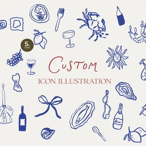 Icono personalizado dibujado a mano - Icono de invitación de boda personalizado - Icono de menú de boda personalizado - Ilustración personalizada - Doodle PNG dibujado a mano