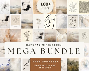 100 Neutral Modern Prints Mega Bundle - Vintage Prints Bundle - Abstract Prints Gallery Wall Set - Commercial Use Poster Bundle