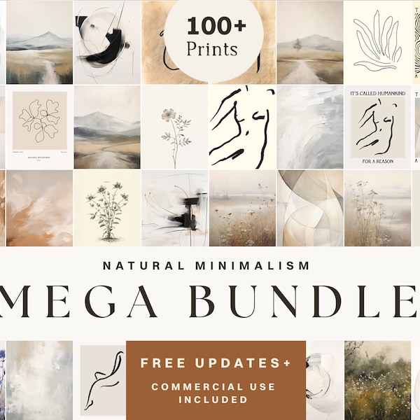 100 Neutral Modern Prints Mega Bundle - Vintage Prints Bundle - Abstract Prints Gallery Wall Set - Commercial Use Poster Bundle