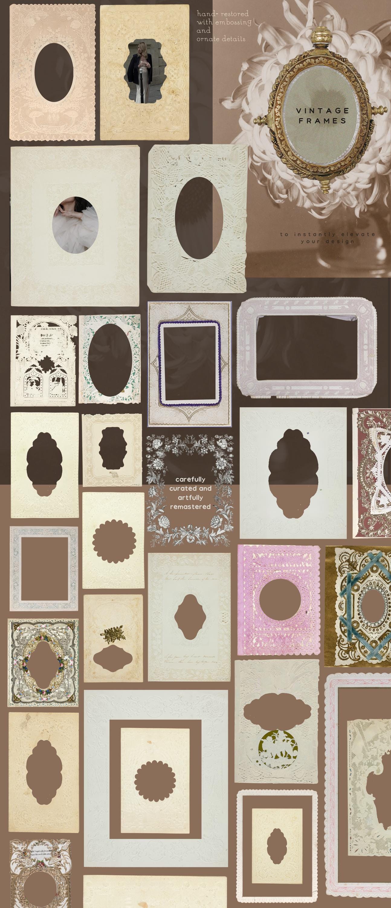 Golden Digital Paper, Vintage Paper Texture, Embossed Frames & Cards ...