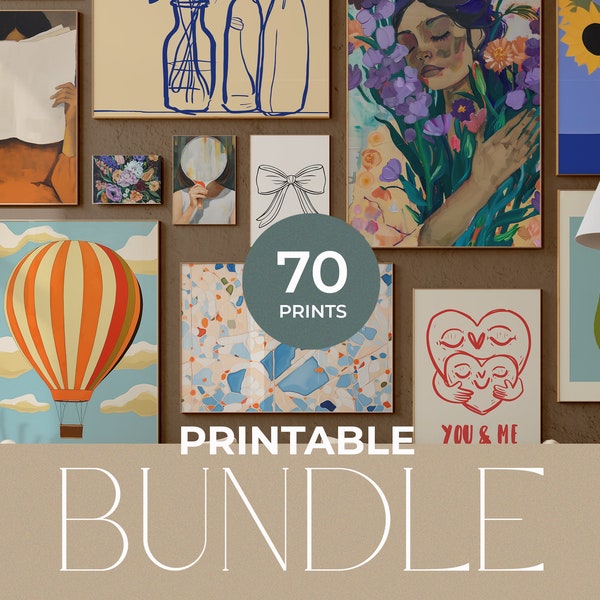 70 Eclectic Prints Mega Bundle - Retro Nostalgic Kids Room Print Bundle - Vintage Retro Prints Bundle - Colorful Wall Art Commercial Use