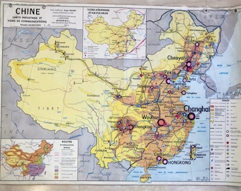 China economic, physical / China, Asia, economic and physical - Old MDI school map, 1966 / Old school map