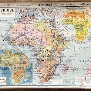 Afrique politique (colonies) / Africa - Ancienne carte scolaire Hatier Brunhes 21, 1930 / Old school map