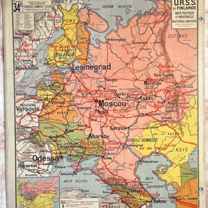 URSS, Russia, Finlandia / URSS, Russia, Finlandia - Vecchia mappa scolastica Vidal-Lablache 34, T31, 1945 / Vecchia mappa scolastica