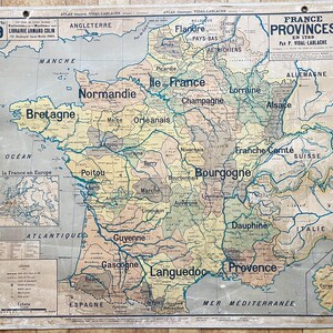 France provinces 1789  - Ancienne carte scolaire Vidal-Lablache 9, 1920 / Old school map
