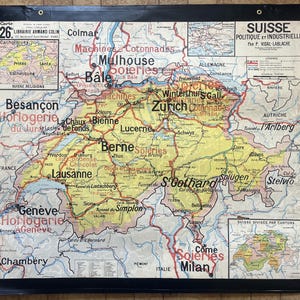 Svizzera / Svizzera - Mappa della vecchia scuola Vidal-Lablache 26, 1940 / Mappa della vecchia scuola