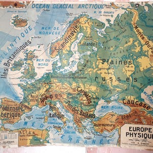 Europa fisica - Mappa della vecchia scuola Delagrave Gibert 8, 1940 / Mappa della vecchia scuola