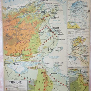 Algérie, Tunisie / Algeria, Tunisia (Maghreb) - Ancienne carte scolaire Delagrave Gibert 23-24, 1930 / Old school map