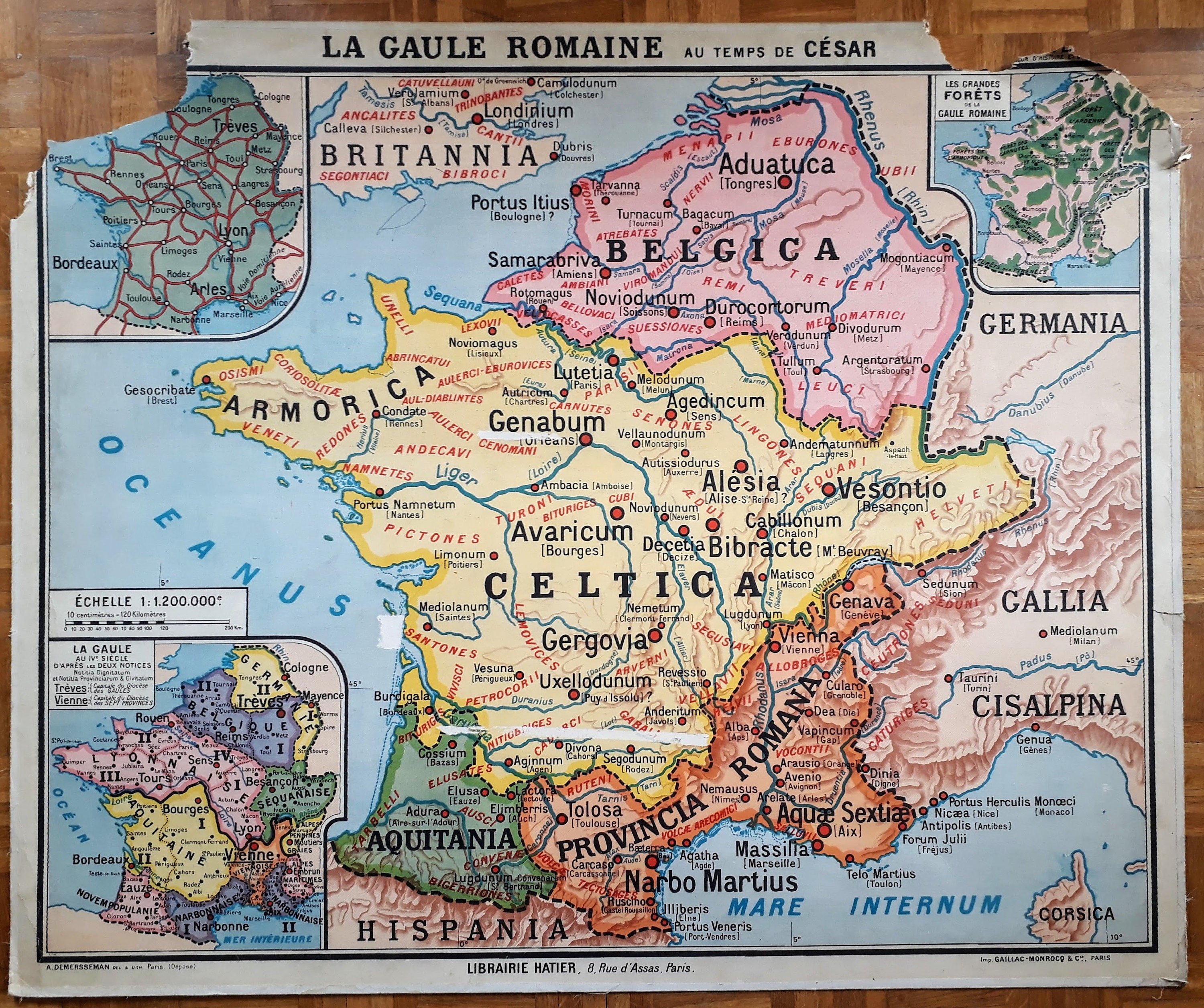 Carte Gaule Avant Conquete Romaine Gaule romaine / Rome antique Ancienne carte Hatier M. | Etsy