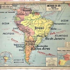 Sud America / Sud America - Mappa della vecchia scuola Vidal-Lablache 20, 1930 / Mappa della vecchia scuola