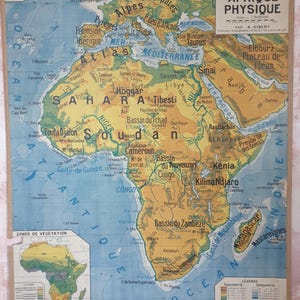 Physical Africa / Africa - Old school map Delagrave 12, 1940 / Old school map
