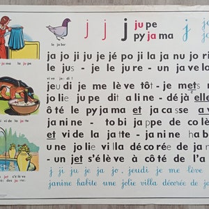 Lectura, sonidos, letras, sílabas, palabras - Carteles antiguos MDI, 1960 / Carteles antiguos