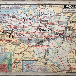 Belgique / Belgium - Ancienne carte scolaire Vidal-Lablache 25, T24, 1930 / Very old school map