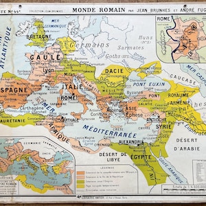 Römische und griechische Welten / Antike griechische und römische Welt - Alte Schulkarte Hatier Brunhes 44, 1950 / Alte Schulkarte