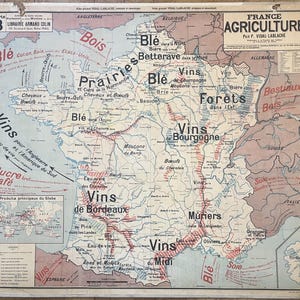 Francia Agricoltura Industria / Industria - Vecchia mappa scolastica Vidal-Lablache 8, 1930 - Vecchia mappa scolastica