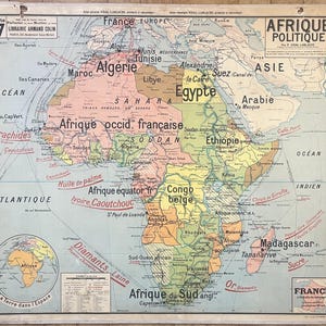 Africa politica, colonie / Africa - Vecchia mappa scolastica Vidal-Lablache 17, 1930 - Vecchia mappa scolastica