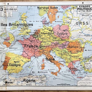 Politiek Europa - Oude schoolkaart Vidal-Lablache 13, 1950 - Oude schoolkaart