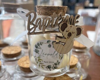 Empty Koala christening favor jar