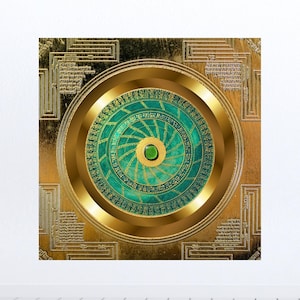 Emerald Codex Aktivierungsportal, Ancient Oracle Gold – Exklusiver Druck 60 x 60 Göttliches Aktivierungsportal
