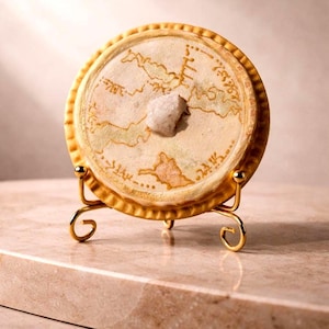 Handgjord kvartskristallartefakt – Skulptur av organiskt guldmineral – Samlarobjekt med symboliskt konstverk – Serien "The Ancient Ones" – 10 cm