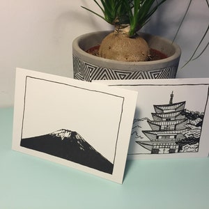 conjunto de postales postales Japón Monte Fuji dibujo Teshima Galería de viajes riso plátano fibra papel