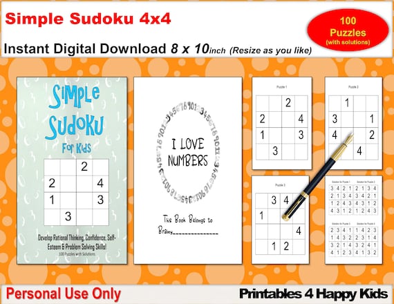 Free Printable 4x4 Sudoku Puzzles