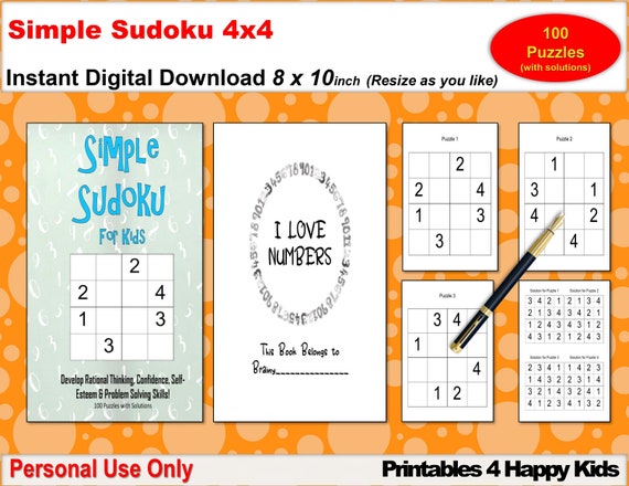 Sudoku 4x4 Puzzle 3  Sudoku, Puzzles for kids, Math for kids