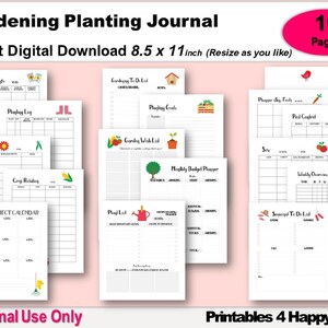 Gardening Planting Journal, Printable PDF, Gardening Planner, Kitchen Herb Garden  and Vegetable & Fruit  Growing Notebook