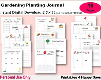 Gardening Planting Journal, Printable PDF, Gardening Planner, Kitchen Herb Garden  and Vegetable & Fruit  Growing Notebook