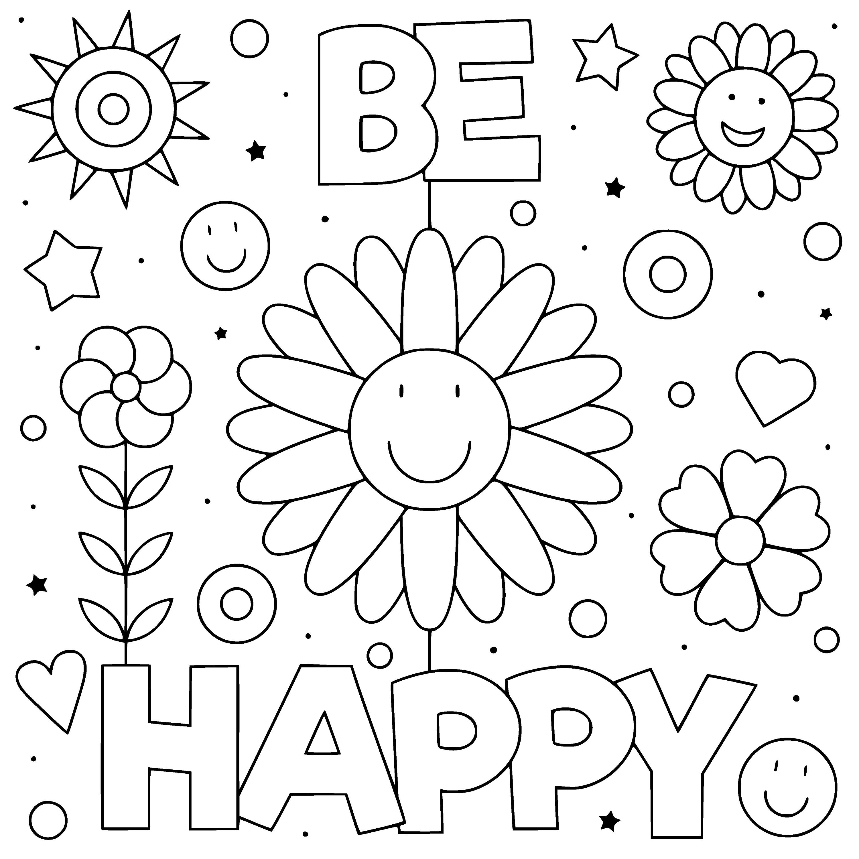 Inspirational PDF Coloring Pages Positive Message Printable Self