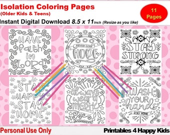 Stay Safe Coloring Pages, Quarantine Cards,  Stay Safe Coloring Pages, Instant Download Printables