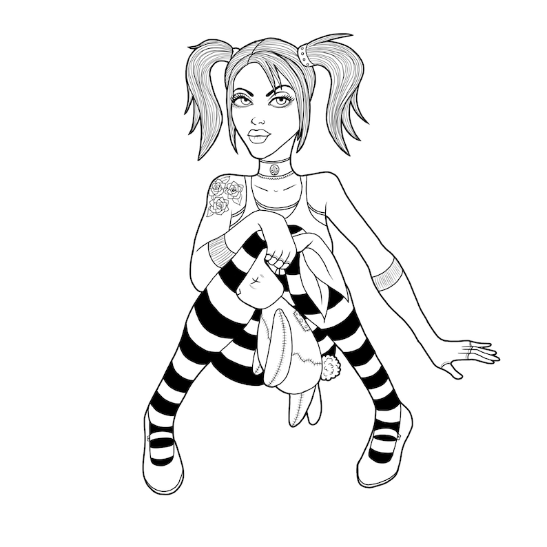 Gothic Coloring Pages Printables Teen Goth Cool Coloring | Etsy