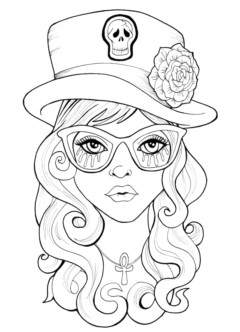 Gothic Coloring Pages, Printable Activity Coloring Pages, Teenage Girl Gift...