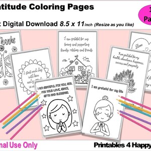 Printable Coloring Pages, Gratitude Journal Coloring, Adult Teen Coloring Pages, Give Thanks, Instant Download PDF
