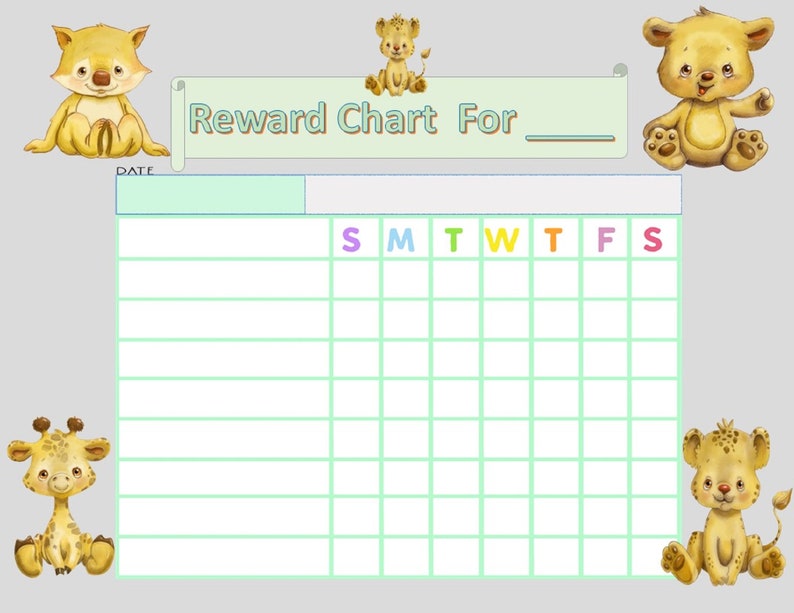 toddler behavior chart with zoo animals reward chart for