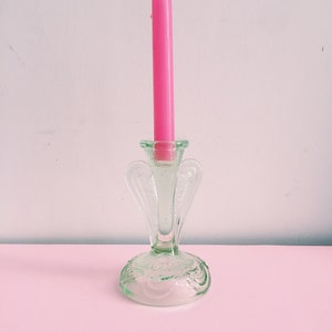 Vintage Green Glass Candlestick