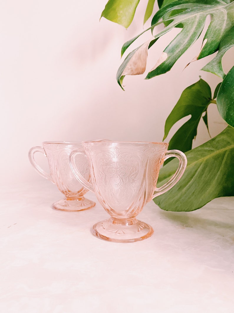 Original Hazel Atlas Pink Glass Tea Set Pink Glass Side Etsy