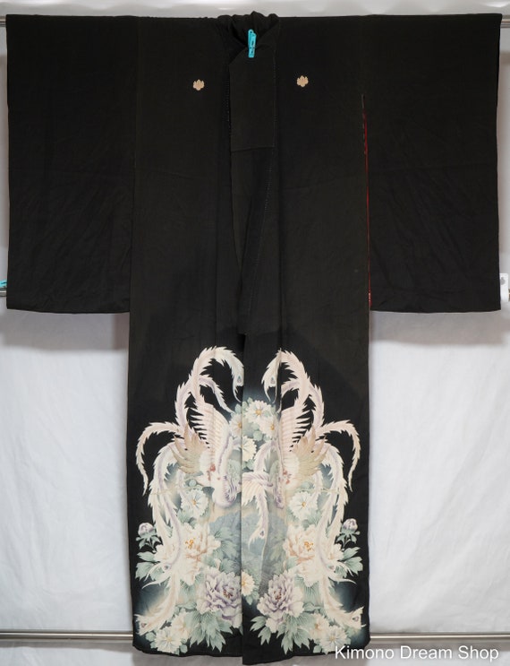 White Phoenixes Tomesode - Antique Women's Kimono… - image 4