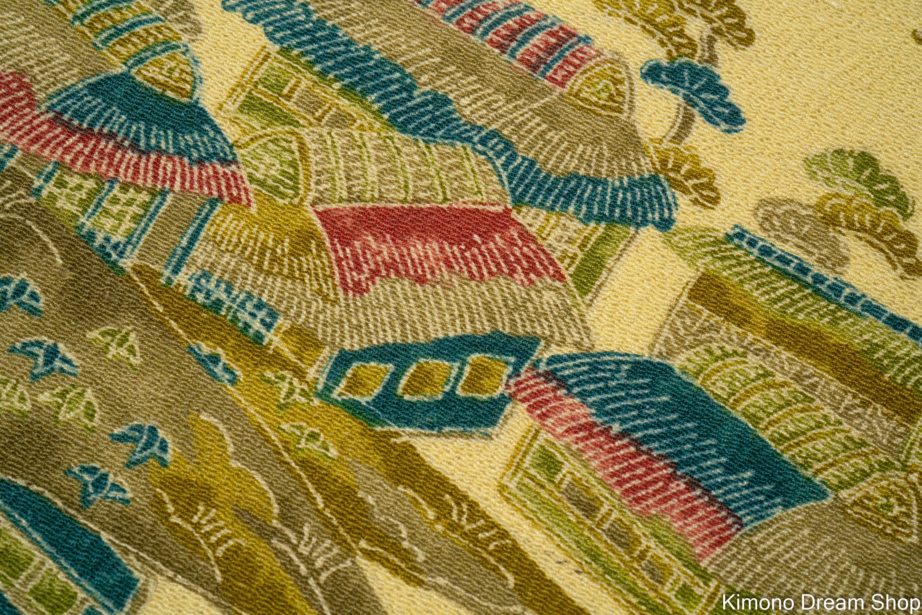Vintage Yellow Chirimen Silk Fabric Bolt - Unique Weaving Extra Soft ...