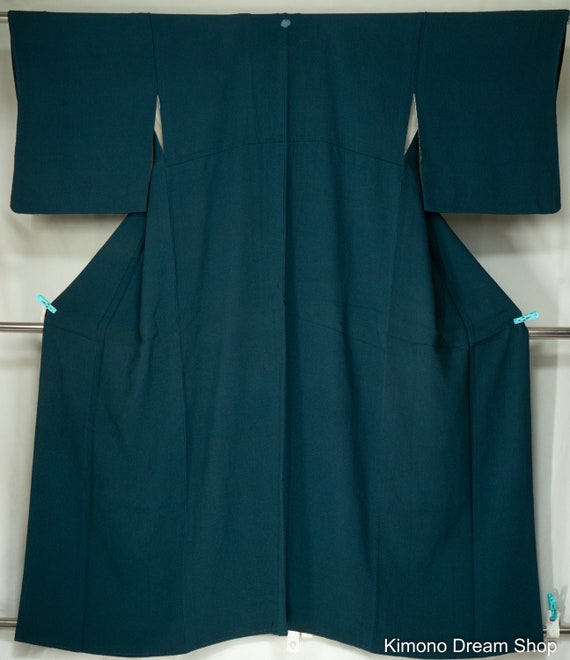 Dark Greenish Blue Iromuji Women's Kimono with De… - image 1