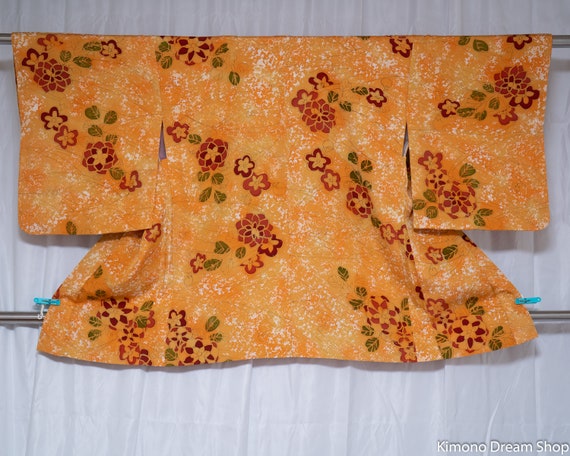 Yellow Floral Haori - Vintage Silk Kimono Jacket -